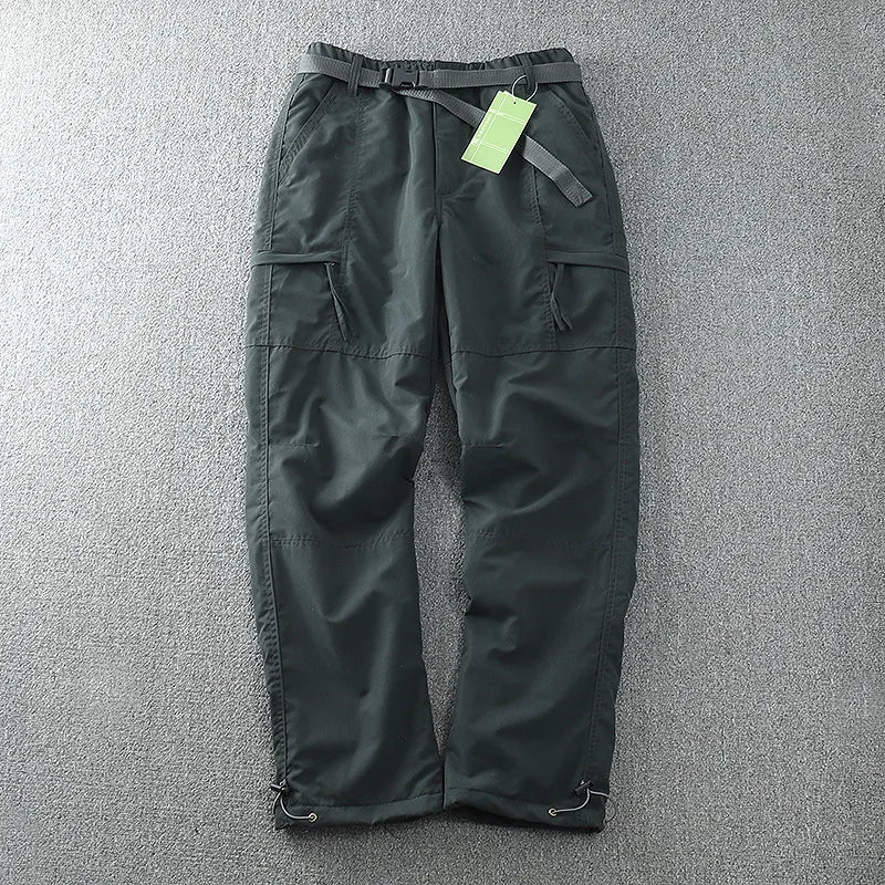 Waterproof Windproof Fleece-Lined Outdoor Pants Men's Straight-Leg Casual Trousers With Multiple Pockets For Winter