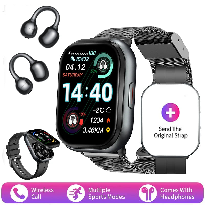 D9 2 in 1 Smart Watch With Earbuds Smartwatch TWS Bluetooth Earphone Heart Rate Blood Pressure Monitor Sport Watch Fitness Watch