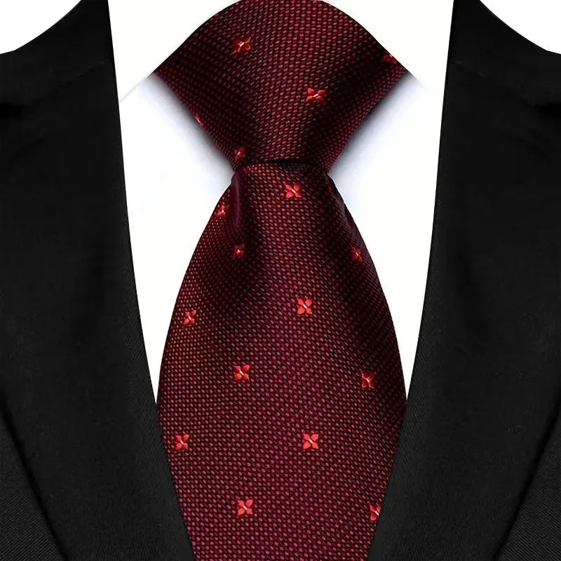 New Design Wedding 8CM Men Tie Dark Red Striped Paisley Flower Neckties For Men Business Party Groom Collar Accessories Gift