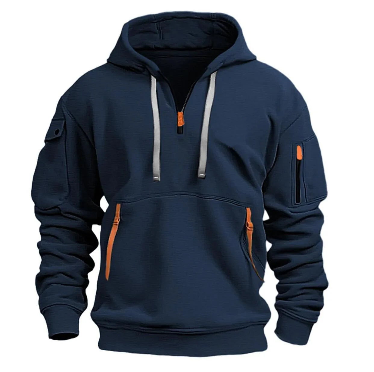 Fleece Hooded Sweatshirt – Multi-Pocket Zipper Pullover for Men & Women
