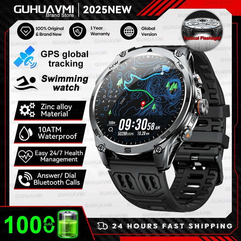 Military Smart Watch for Men – 10ATM Waterproof GPS Tactical Sports Watch