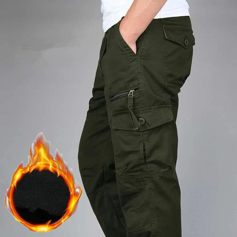 Men's Winter Cargo Pants Double Layer Fleece Warm Thick Camouflage Tactical Cotton Long Trousers Men Baggy Casual Cotton Pants
