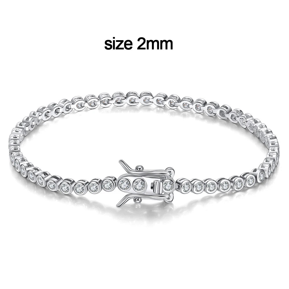 KNOBSPIN D VVS1 Round Moissanite Tennis Bracelet Original s925 Sterling Silver Plated 18k Gold with GRA Bracelets for Women Man