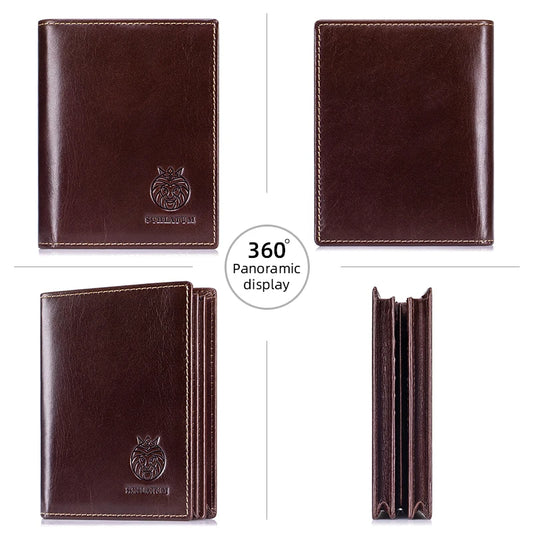 Men’s Leather Wallet – RFID Blocking Bifold with Large Capacity & ID Window – Casual Everyday Use