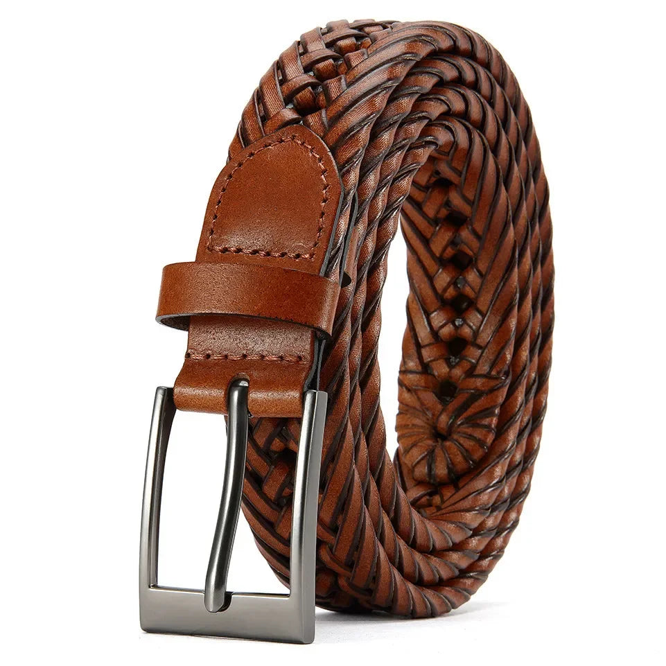 High Quality Genuine Leather Men Belts LONG Large Pin Buckle Metal Automatic Buckle High Quality Casual for Jeans Women Strap