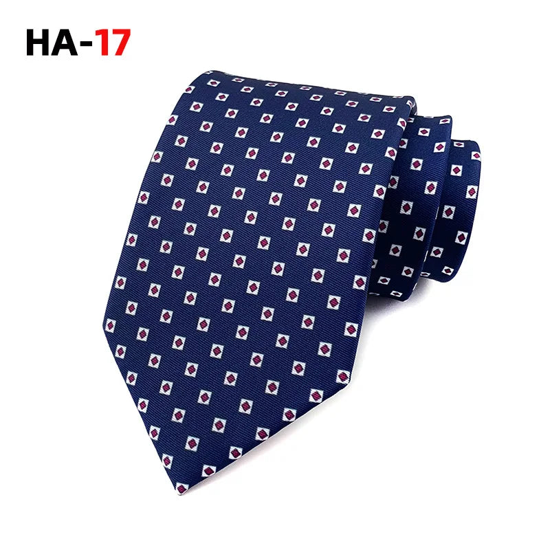 Men Tie 8cm Silk Tie For Man Luxury Vintage Design Print Necktie Cravat For Shirt Suit Wedding Party Stripe Cravats Silk Feeling