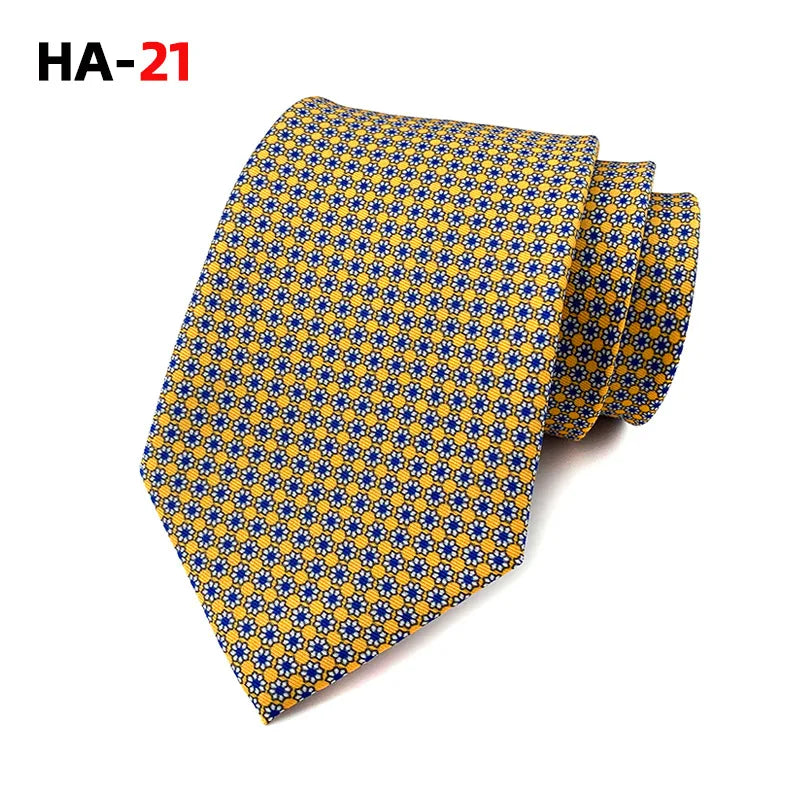 Men Tie 8cm Silk Tie For Man Luxury Vintage Design Print Necktie Cravat For Shirt Suit Wedding Party Stripe Cravats Silk Feeling