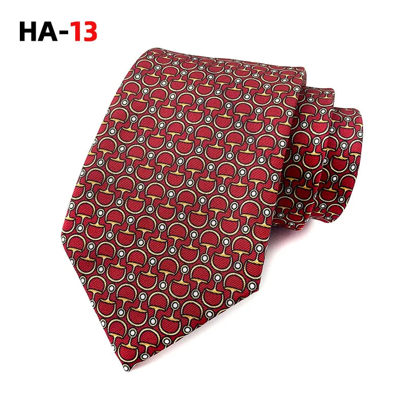 Men Tie 8cm Silk Tie For Man Luxury Vintage Design Print Necktie Cravat For Shirt Suit Wedding Party Stripe Cravats Silk Feeling