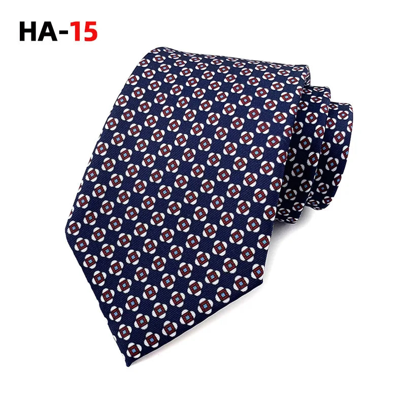Men Tie 8cm Silk Tie For Man Luxury Vintage Design Print Necktie Cravat For Shirt Suit Wedding Party Stripe Cravats Silk Feeling