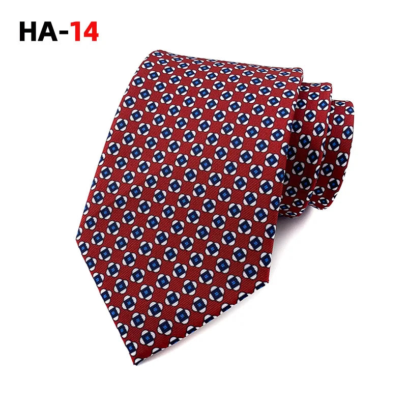 Men Tie 8cm Silk Tie For Man Luxury Vintage Design Print Necktie Cravat For Shirt Suit Wedding Party Stripe Cravats Silk Feeling