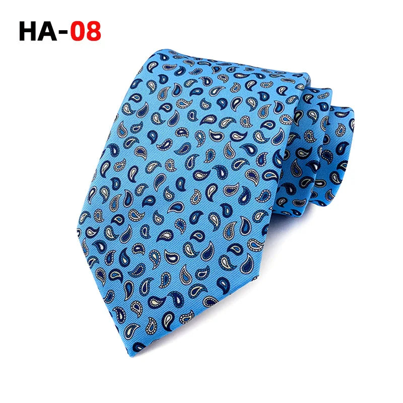 Men Tie 8cm Silk Tie For Man Luxury Vintage Design Print Necktie Cravat For Shirt Suit Wedding Party Stripe Cravats Silk Feeling