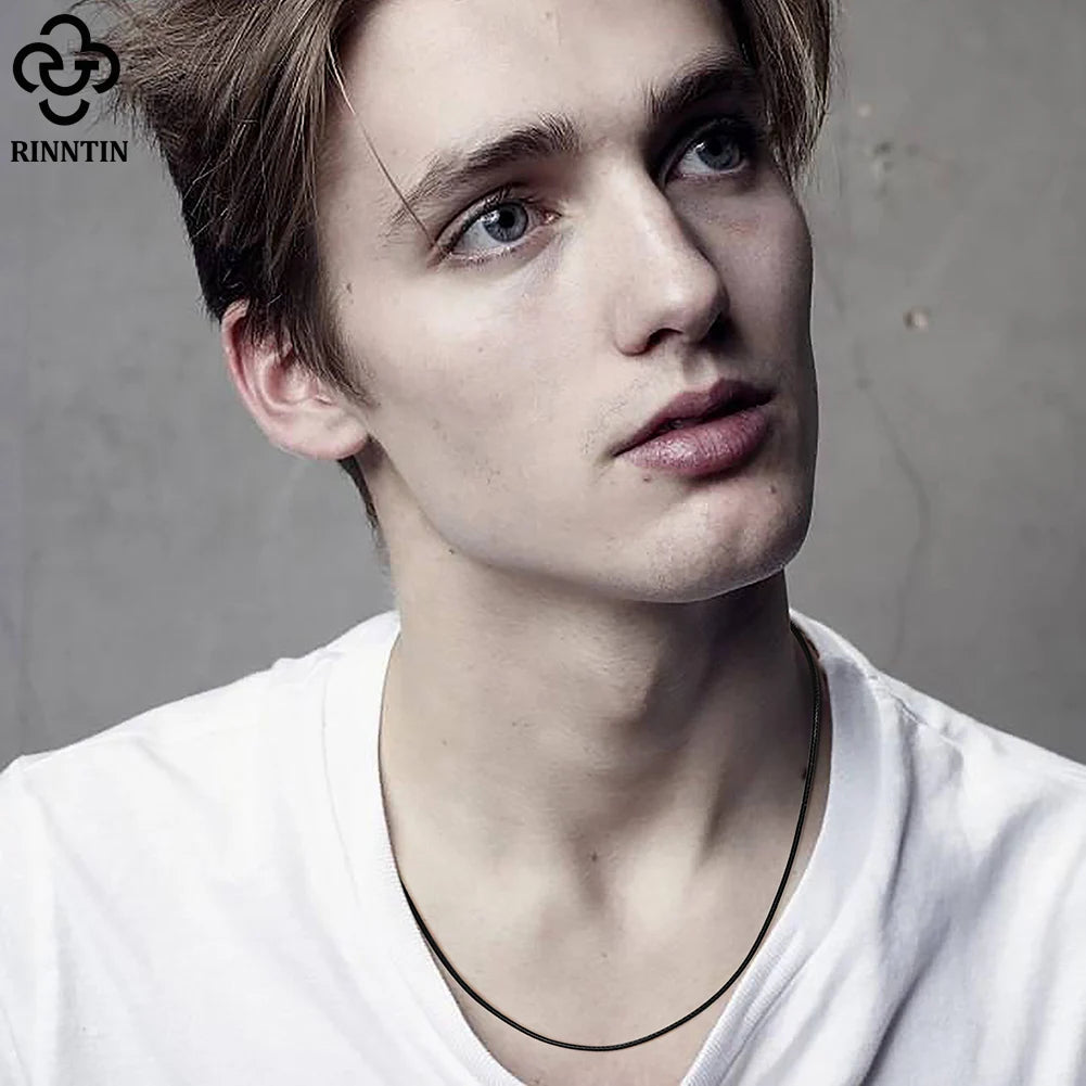 قلادة Rinntin المصنوعة من الجلد البني الإيطالي الأصلي مقاس 2 مم للنساء والرجال بمشبك من الفضة الإسترلينية 925، مجوهرات عصرية SC62