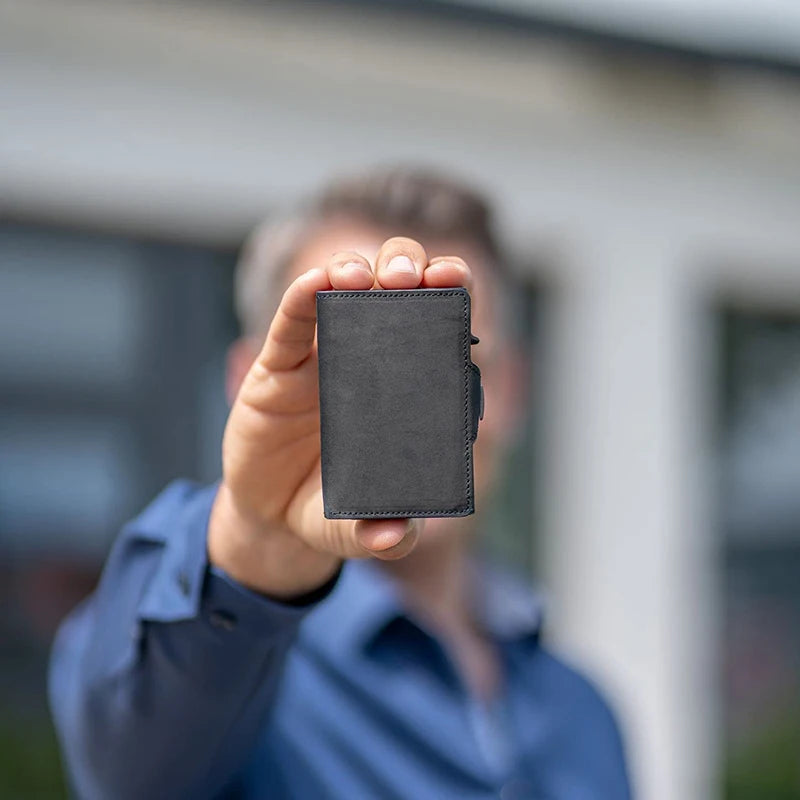 Metal Pop-Up Card Wallet – RFID Anti-Theft Automatic Card Holder – Large-Capacity Slim Wallet for Men & Women