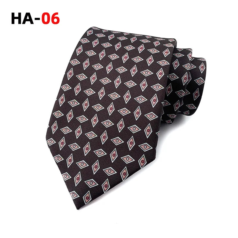 Men Tie 8cm Silk Tie For Man Luxury Vintage Design Print Necktie Cravat For Shirt Suit Wedding Party Stripe Cravats Silk Feeling