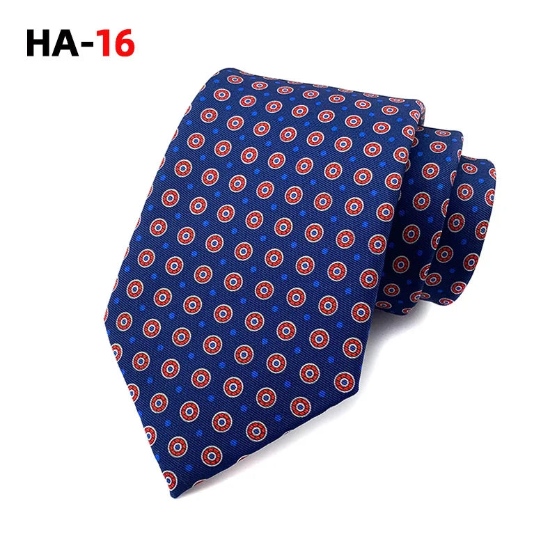 Men Tie 8cm Silk Tie For Man Luxury Vintage Design Print Necktie Cravat For Shirt Suit Wedding Party Stripe Cravats Silk Feeling