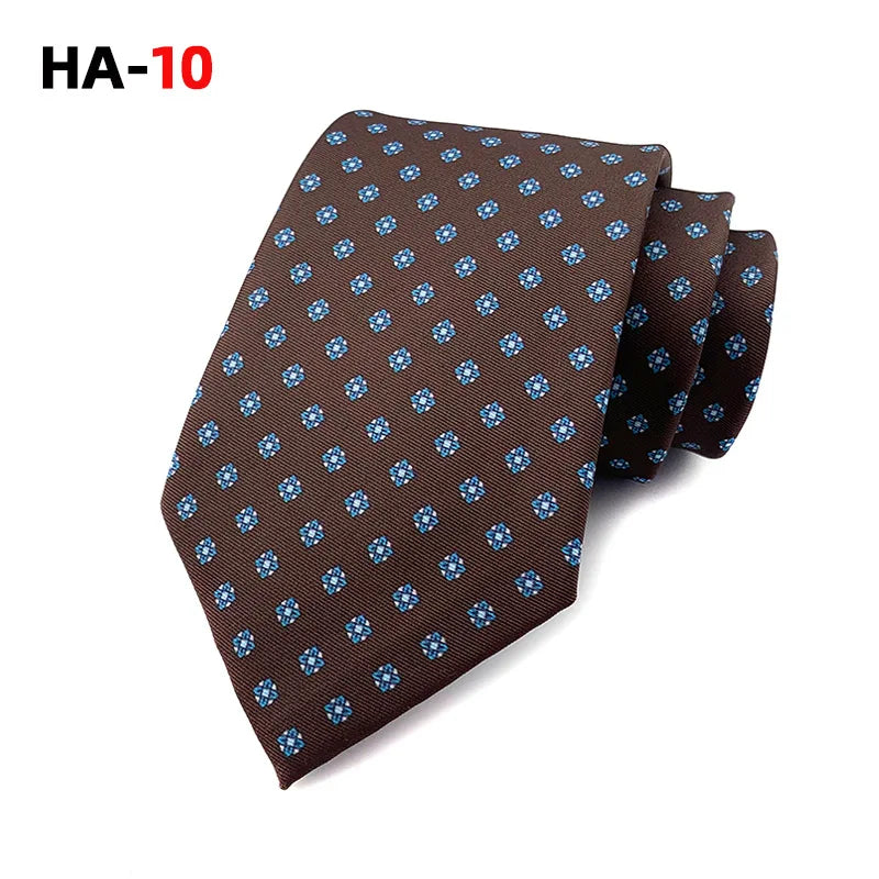 Men Tie 8cm Silk Tie For Man Luxury Vintage Design Print Necktie Cravat For Shirt Suit Wedding Party Stripe Cravats Silk Feeling