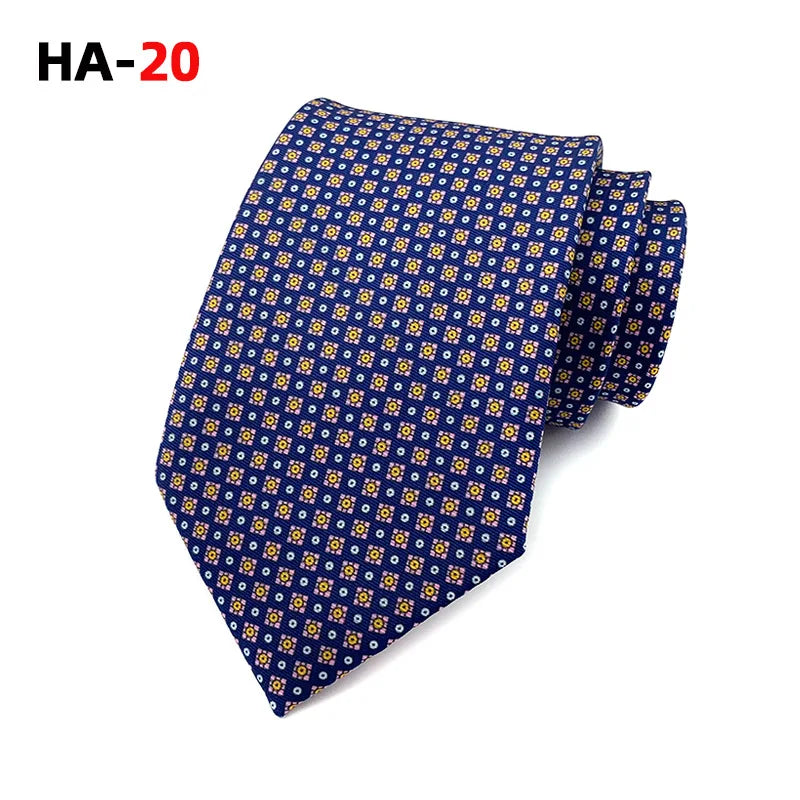 Men Tie 8cm Silk Tie For Man Luxury Vintage Design Print Necktie Cravat For Shirt Suit Wedding Party Stripe Cravats Silk Feeling