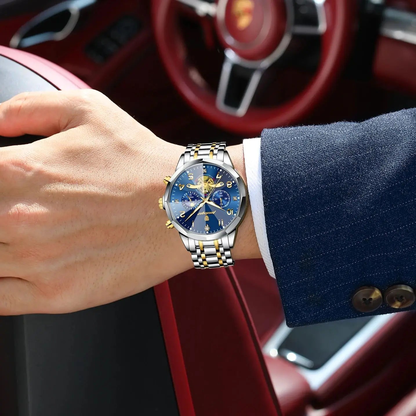 POEDAGAR Luxury Men’s Watch – Chronograph Waterproof Stainless Steel Quartz