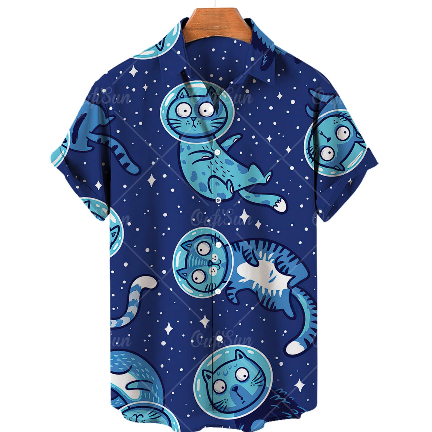 Hawaiian Summer Man Plus Size Shirt Floral 3d Lapel Casual Short Sleeve Anime Cartoon Clothes Street Retro Cat Sale Manga Curta