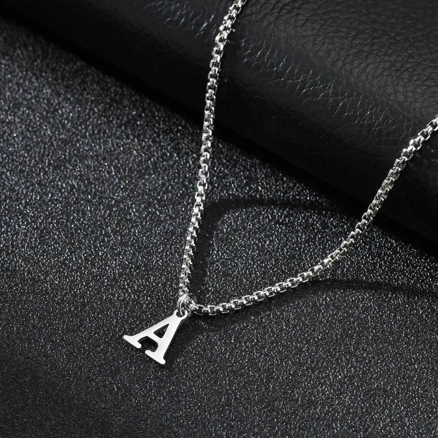 Vnox Simple A-Z Letter Necklace for Men, Waterproof Stainless Steel 26 Letters Pendant Necklace，Men’s Minimal Initial Necklace