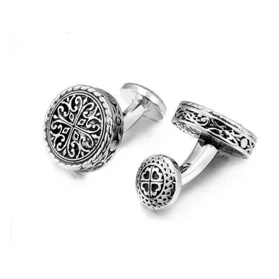 Carved Antique Gold Silver-color Greek Royal Pattern Cufflinks Banquet Suit Shirt French Cuff Links High-end Men's Jewelry Gifts