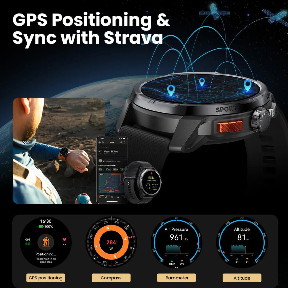 HAYLOU Solar Ultra Smartwatch – 1.6” AMOLED GPS Waterproof Sports Watch