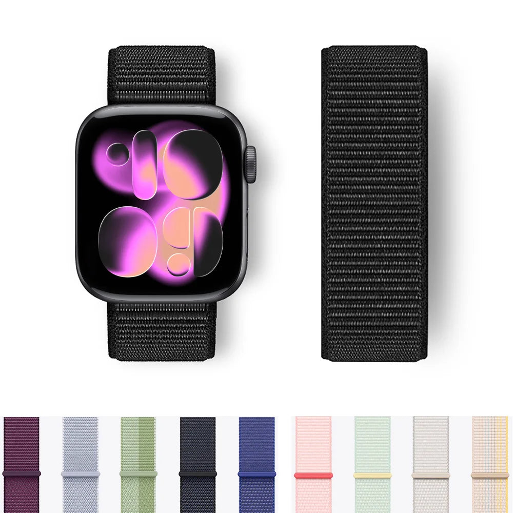 Nylon Strap for Apple Watch – Adjustable & Durable Band for Series 3–9, SE & Ultra