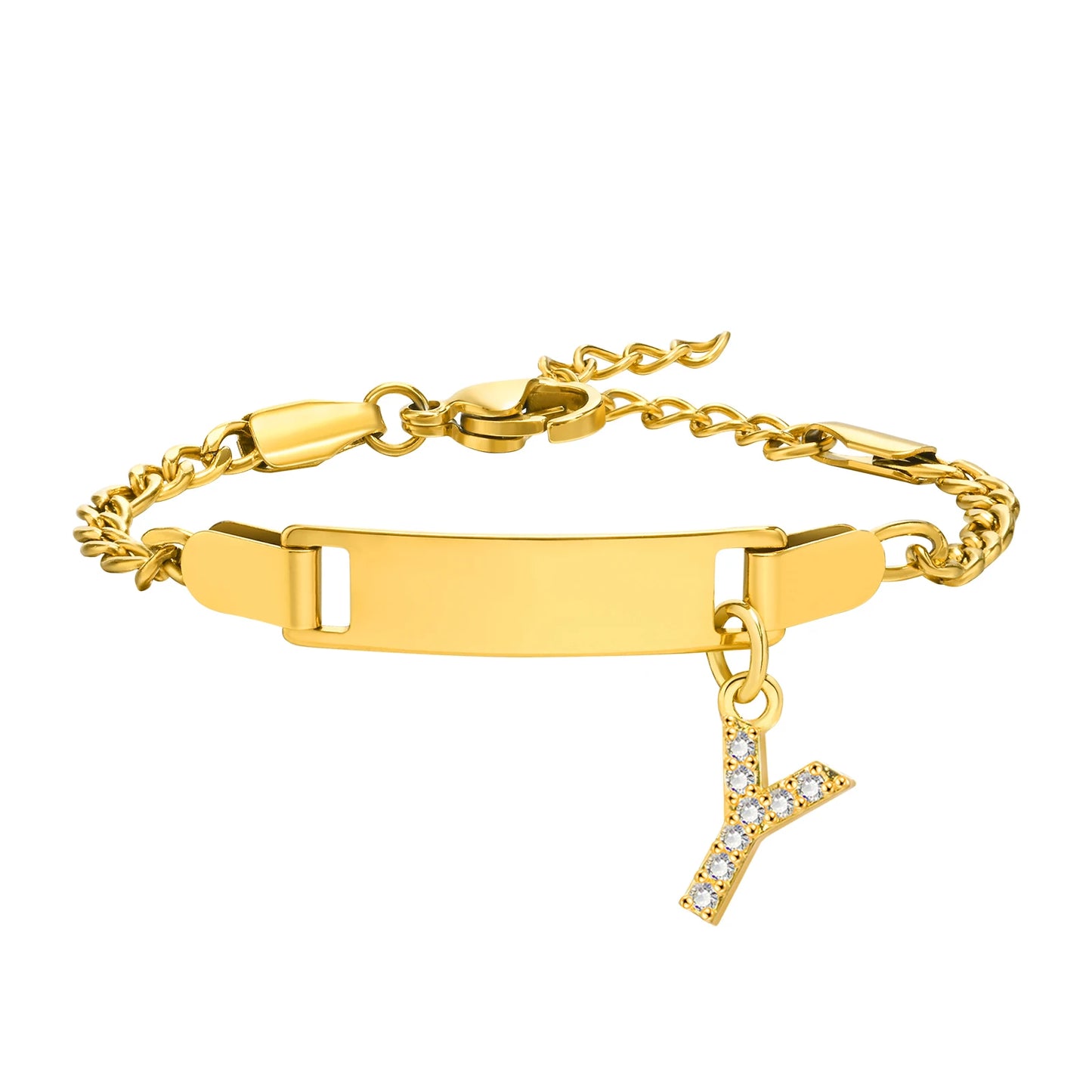 Personalized Name Bracelet With Initials for Boy Girl, Free Engraving Date ID Wristband Birthday Gift