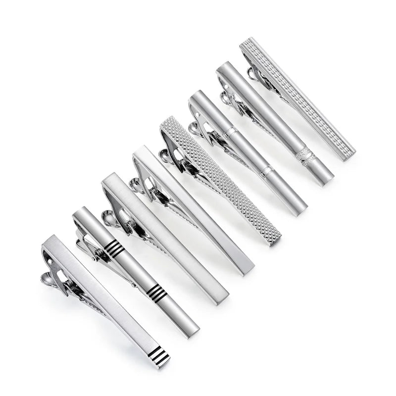 7/8 PCS Tie Clips Set With Gift Box Wedding Guest Gift Luxury Men's Jewelry Business Man Shirt Cufflinks Gift For Husband