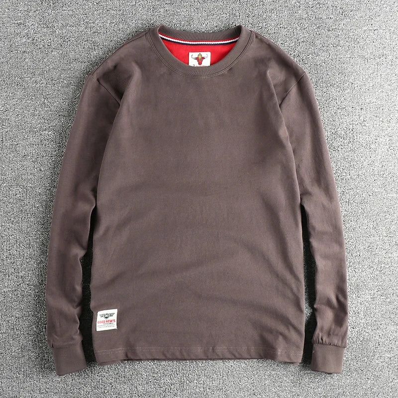 Men’s Woolen Cotton Long Sleeve T-Shirt – Retro Autumn Style