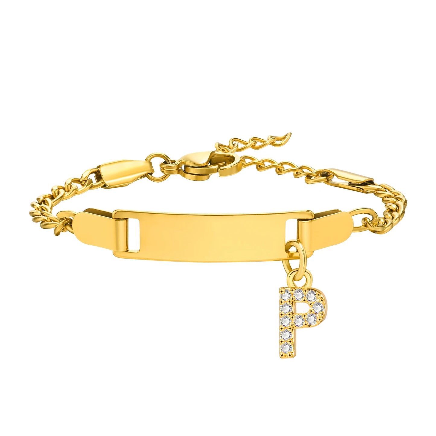 Personalized Name Bracelet With Initials for Boy Girl, Free Engraving Date ID Wristband Birthday Gift