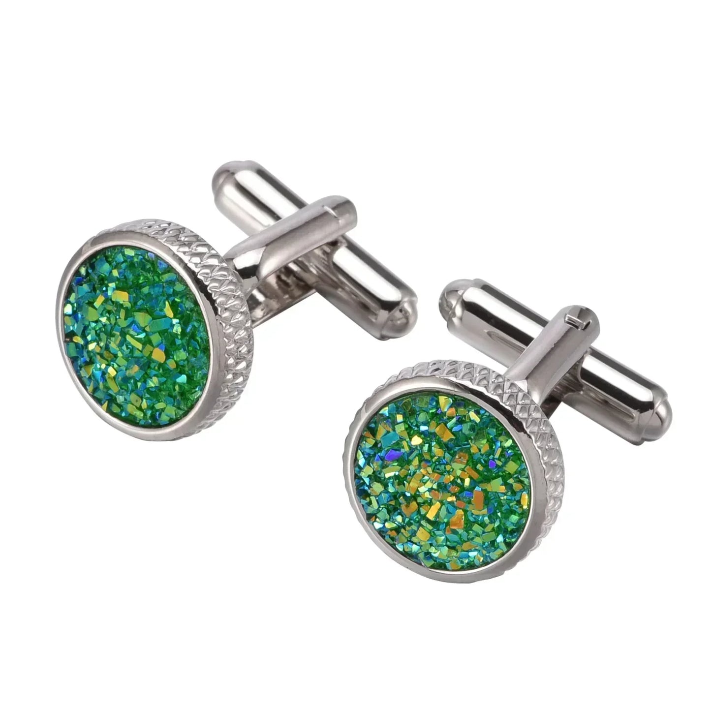 French Cufflinks Black Green Gold Color Crystal Cuff Links Fashion Men's Women's New Wedding Accessories