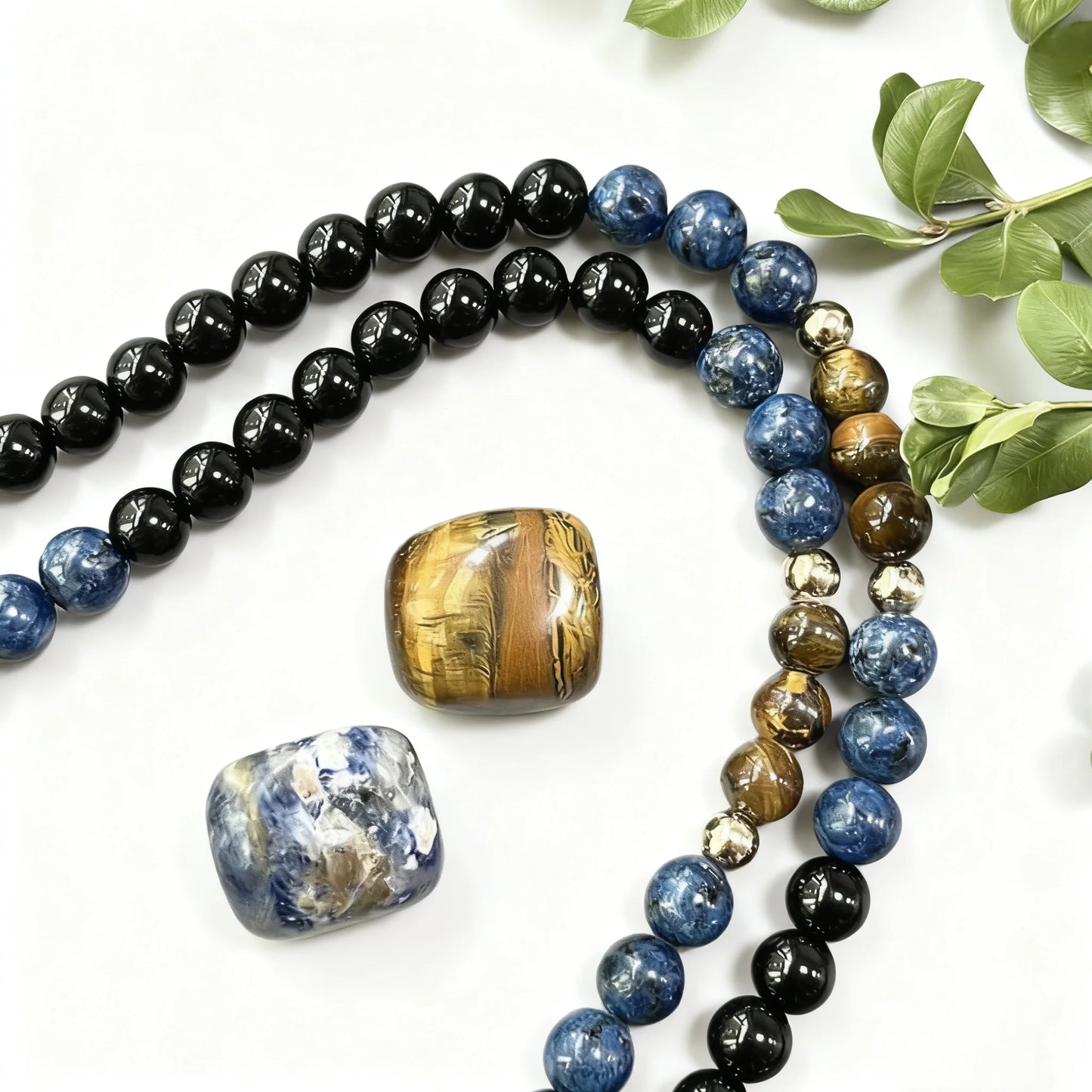 8mm Tiger Eye Stone Black Onyx 108 Mala Beads Necklace Meditation Prayer Rosary for Men and Women