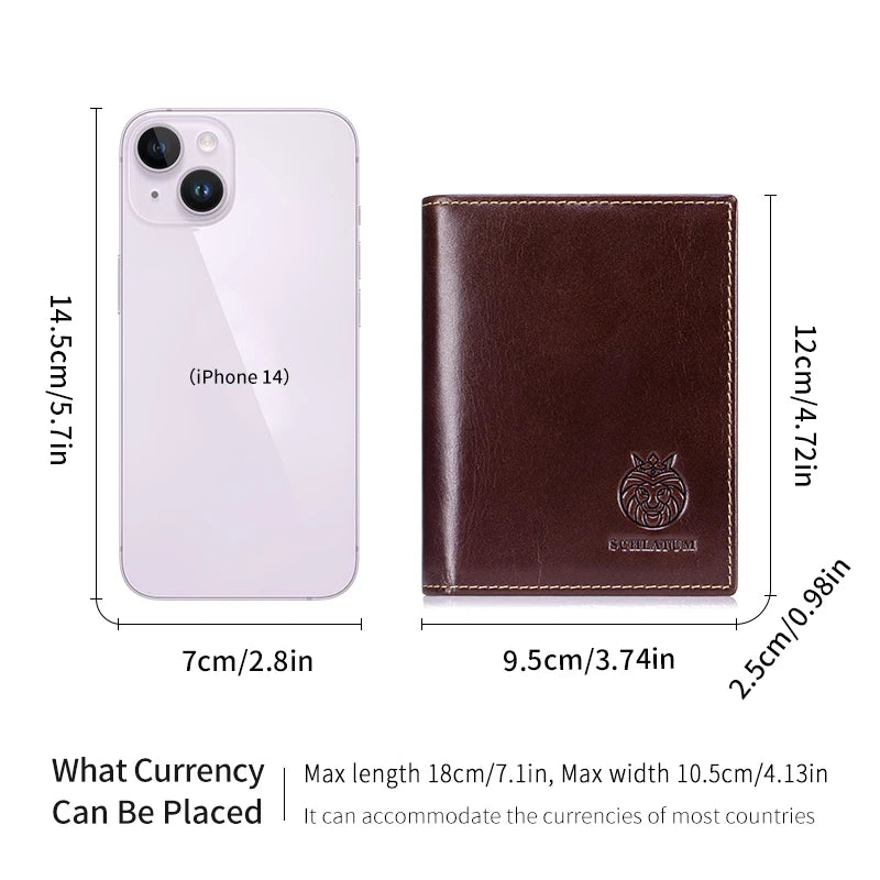 Men’s Leather Wallet – RFID Blocking Bifold with Large Capacity & ID Window – Casual Everyday Use