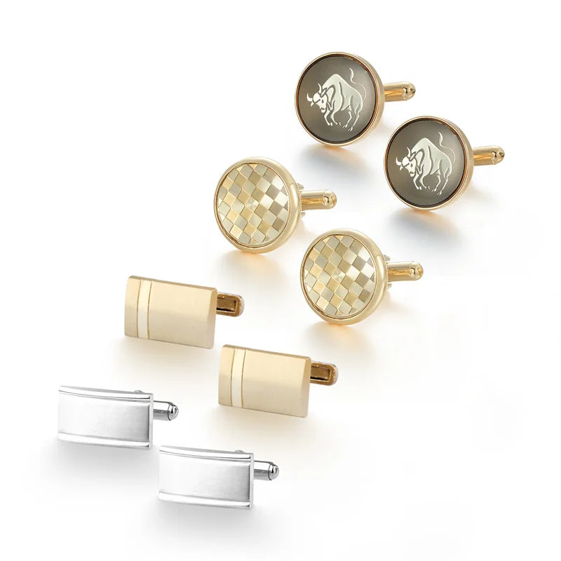 4 Pairs Cufflinks Set CuffLinks For Mens Wedding Souvenirs Groomsmen Gift Man Shirt Cufflink With Box Luxury Jewelry Tie Clips