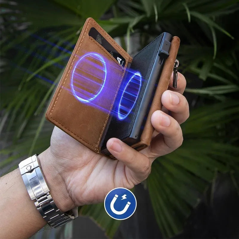 Men’s RFID Wallet – Ultra-Thin Trifold with Zipper Coin Pocket – Anti-Theft Card Holder for Daily Use