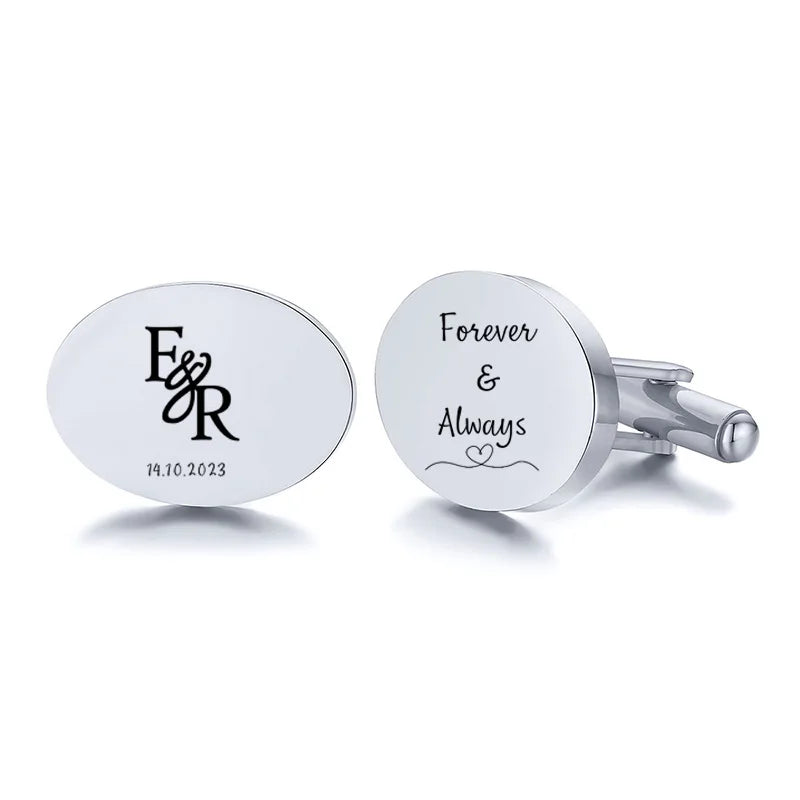 Personalized Man Cufflinks Stainless Steel Shirt Cuff Button Custom Wedding Gifts Mens Cufflinks
