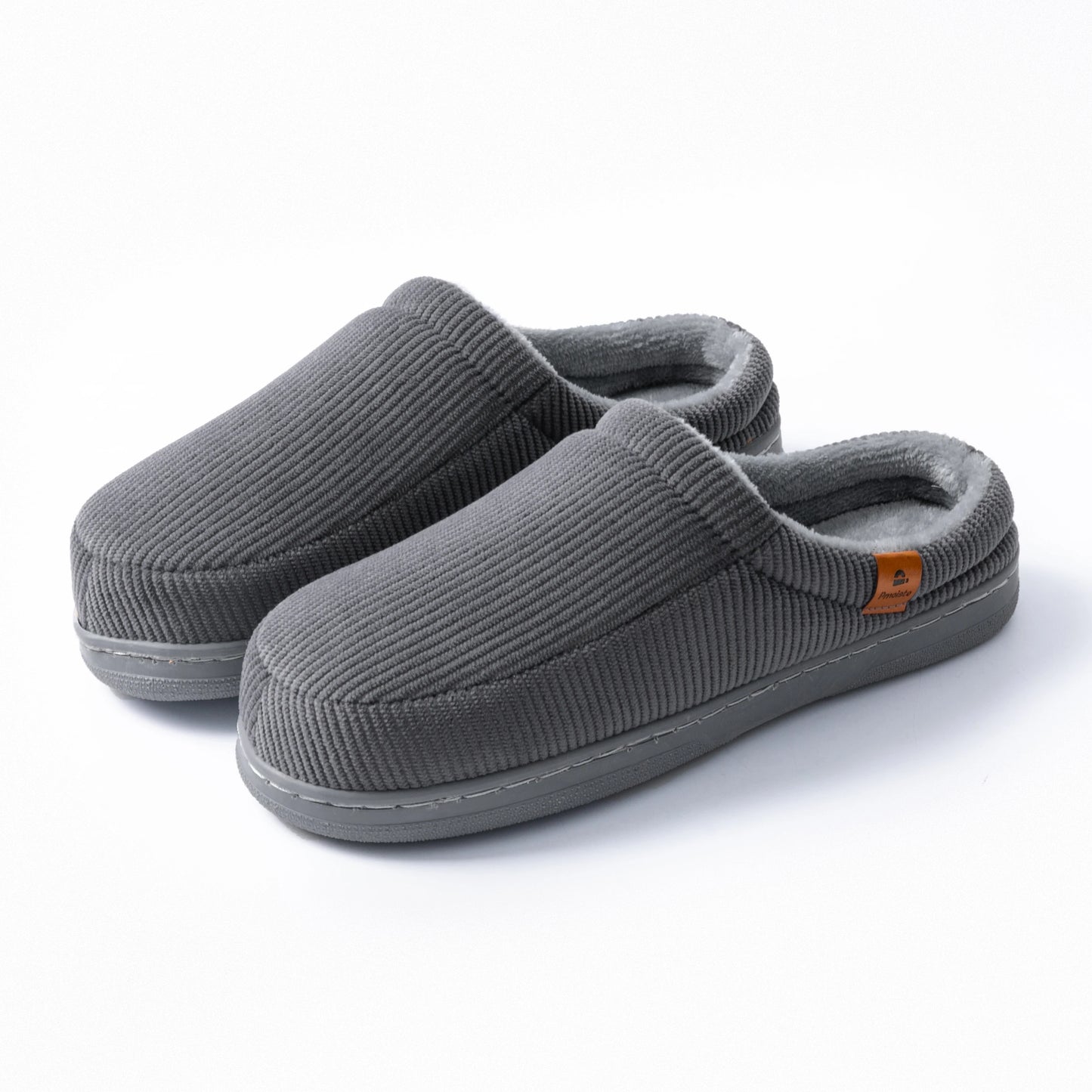 Pmoiste Stripe Corduroy House Shoes Men Warm Soft TPR Cushion Memory Foam Home Slippers Slip On Winter Indoor High-quality