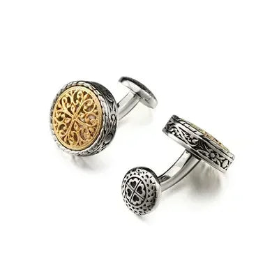 Carved Antique Gold Silver-color Greek Royal Pattern Cufflinks Banquet Suit Shirt French Cuff Links High-end Men's Jewelry Gifts