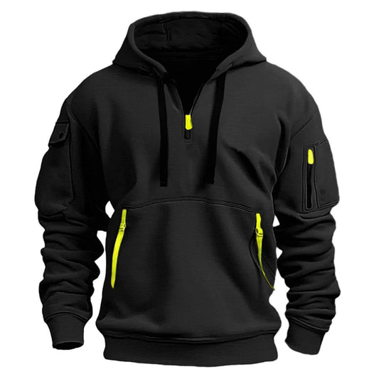 Fleece Hooded Sweatshirt – Multi-Pocket Zipper Pullover for Men & Women