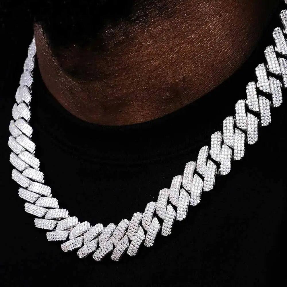 Hip Hop Jewelry 20mm Thick Cuban Link Chain Crystal Miami Gold Silver Two Color Iced Out CZ Cuban Chain Necklace