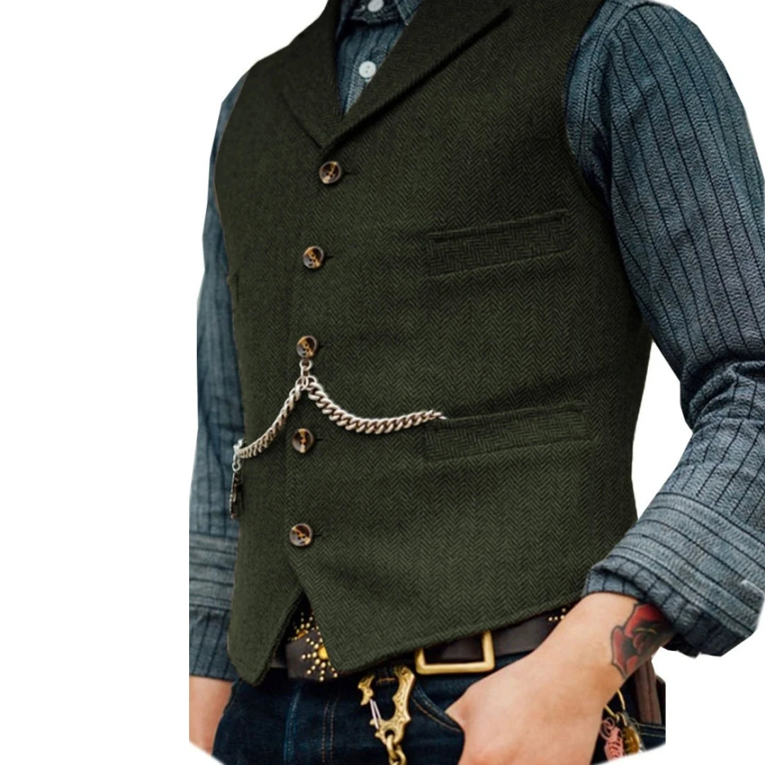 Business Waistcoat Jacket Casual Slim Fit Gilet Homme Vests for Groosmen Man Wedding Men's Suit Vest Brown Wedding Wool Tweed
