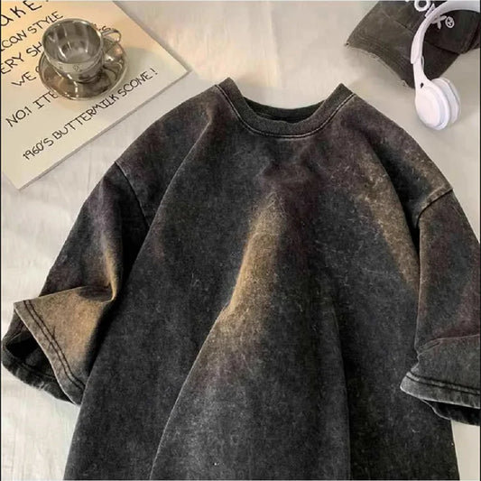 Y2K Quality Oversized Acid Washed T-Shirt Men/Women Vintage T-shirts Streetwear Mineral Wash Tee Shirts BoyGirl Loose Luxury Top