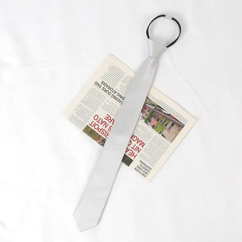 New Unisex Solid Necktie Zipper Tie 6cm Casual for Man Women Gravatas Skinny Slim Mens Party Wedding Shirt Accessories Corbatas