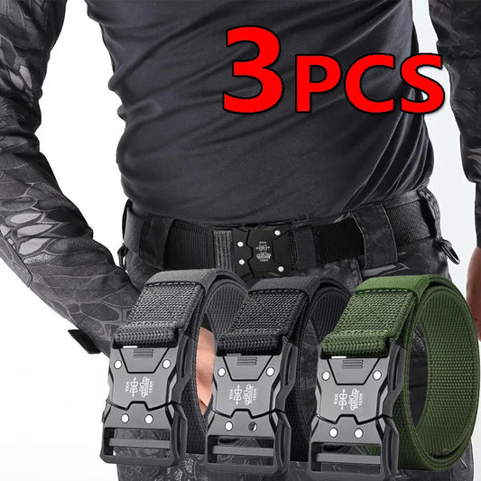 Genuine Tactical Belt Black Quick Release Outdoor Men's Belt Buckle Quick Release Elastic Belt Sport Nylon Braided Belts for Men