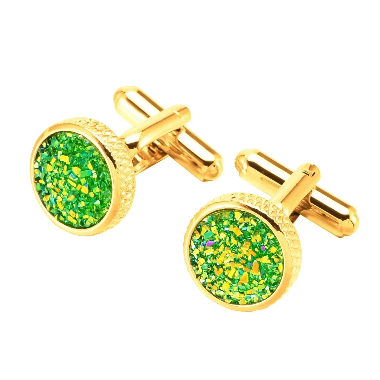 French Cufflinks Black Green Gold Color Crystal Cuff Links Fashion Men's Women's New Wedding Accessories
