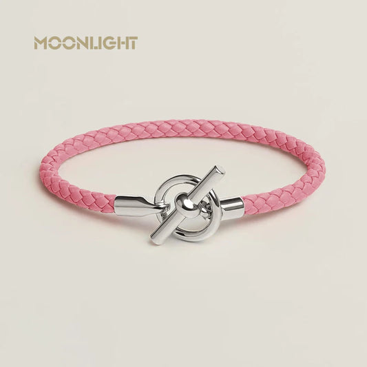 MOONLIGHT Classic OT Lock Genuine Leather Bracelets for Women Couples Bracelet Female Man Jewelry Gift Fashion Accessories