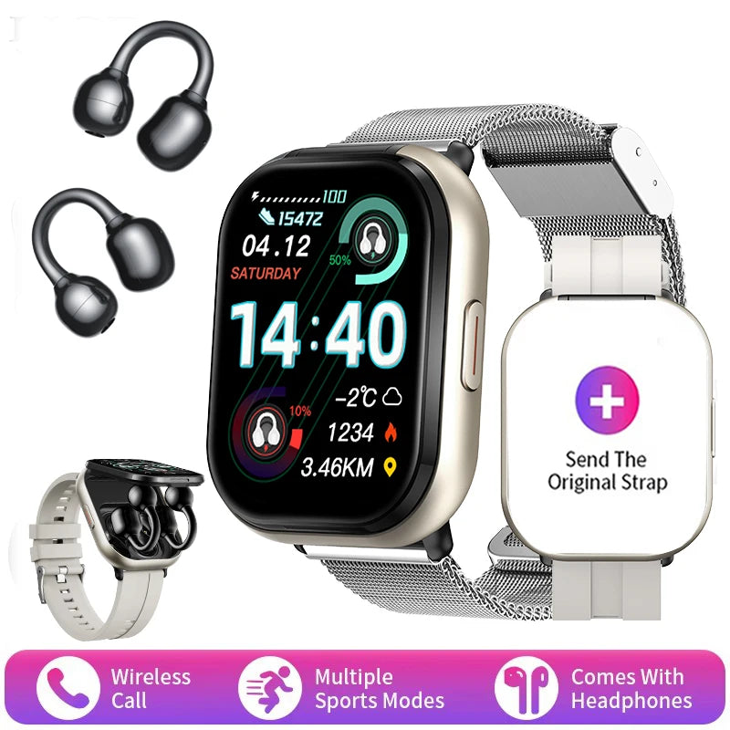 D9 2 in 1 Smart Watch With Earbuds Smartwatch TWS Bluetooth Earphone Heart Rate Blood Pressure Monitor Sport Watch Fitness Watch