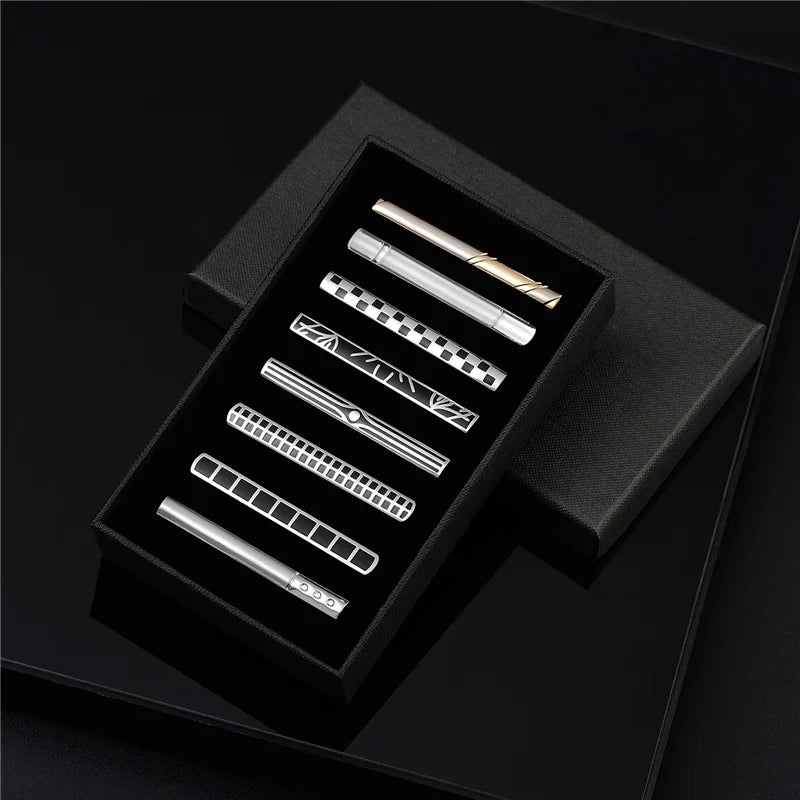 7/8 PCS Tie Clips Set With Gift Box Wedding Guest Gift Luxury Men's Jewelry Business Man Shirt Cufflinks Gift For Husband