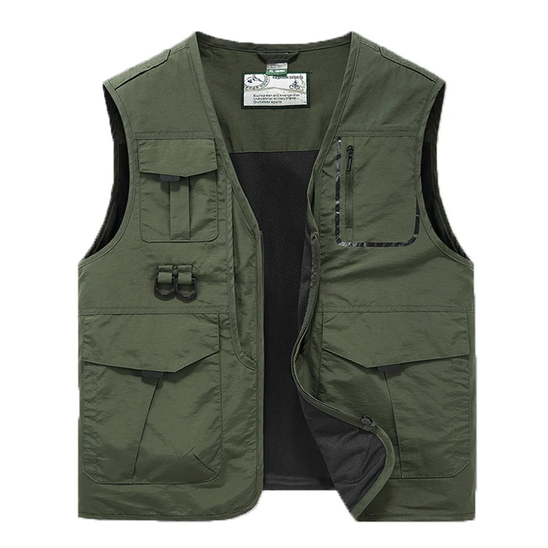 Men Cargo Vest – Multi-Pocket Sleeveless Jacket for Outdoor Fishing